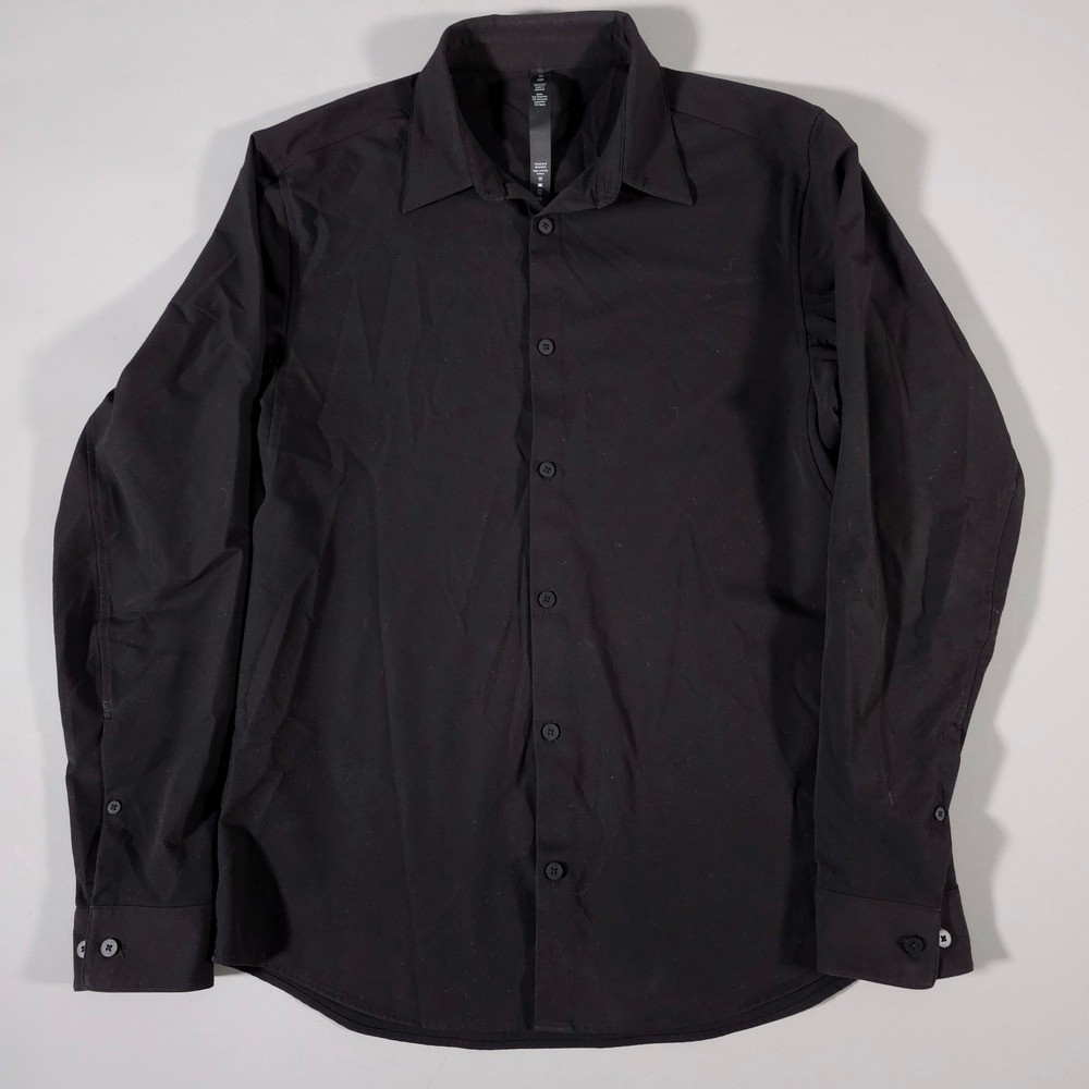 Lululemon Commission Long Sleeve Shirt Mens M Black Button Down LM3CYES